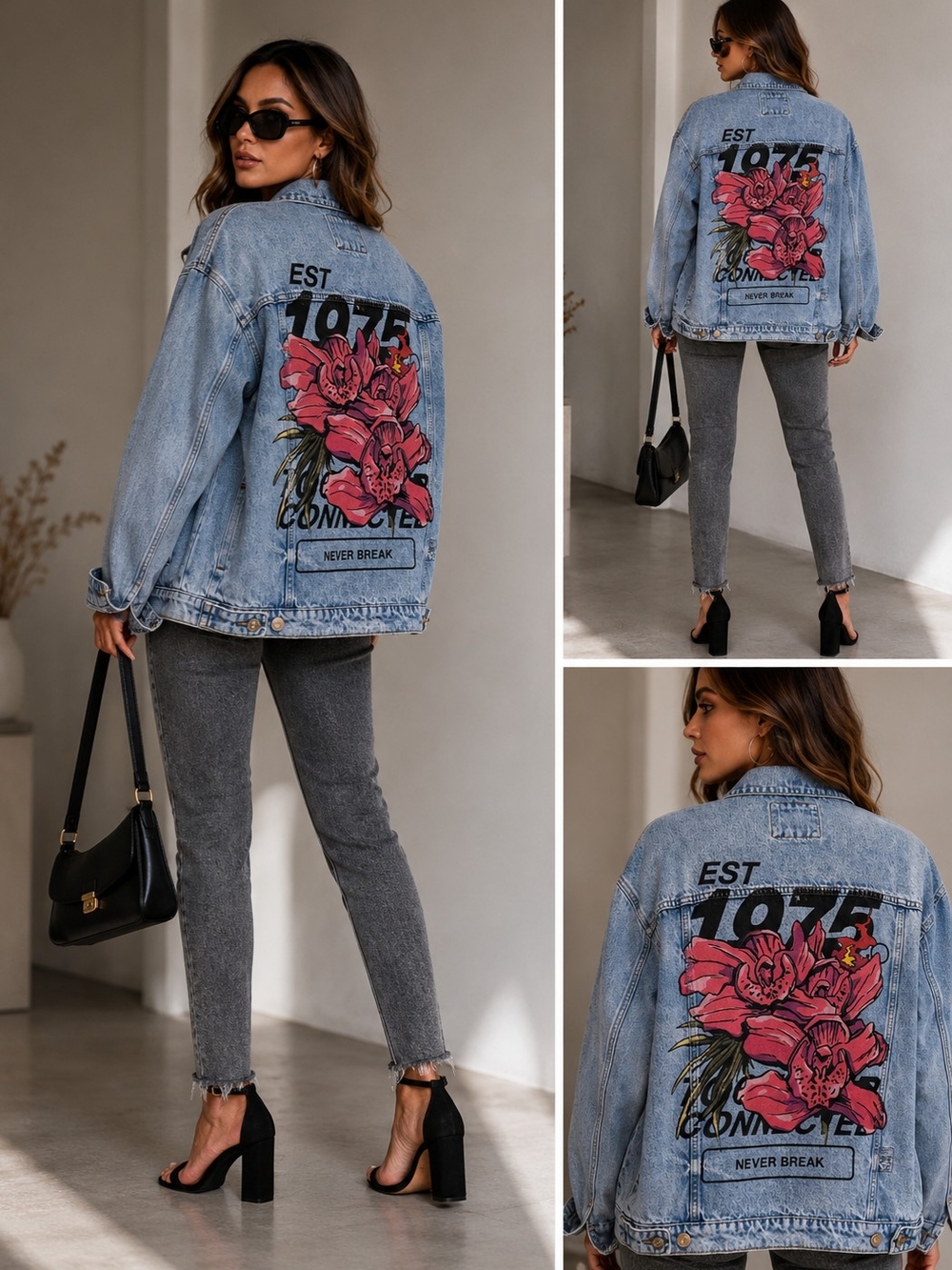 Zara Oversized Graphic Denim Jacket